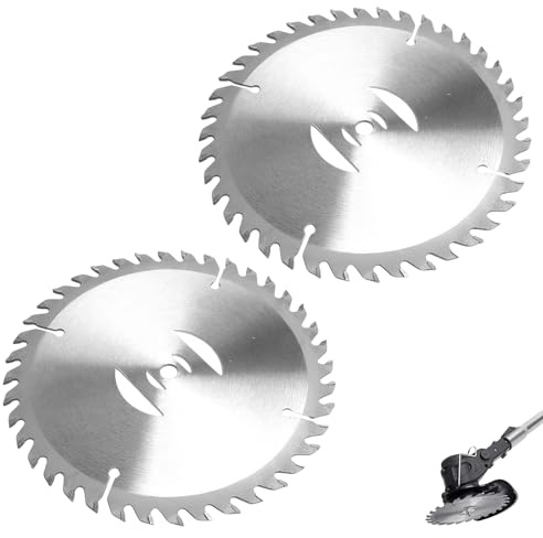 FIQLUL 2 Piezas Cuchilla Desbrozadora de 6 Pulgadas, Disco Desbrozadora de Acero al Manganeso, Hojas de Sierra de Repuesto para Desbrozadora de Batería y Cortacésped, Longitud 150mm, Agujero 5mm