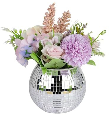 Vase Boule Disco, Vase à Fleurs Décoratif avec Boule, 12 x 10cm | Pot de Fleurs Boule à Facettes, Convient Pour La Table, La Maison, La Chambre à Coucher, Les Fêtes Et Les Mariages