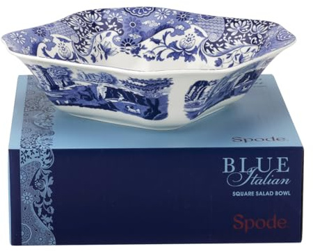 Portmeirion Home & Gifts 1532832 Square-Bowl, Ceramic, Blue, White