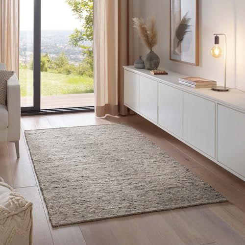 Taracarpet Moderner Handweb Teppich Alpina handgewebt aus Schurwolle für Wohnzimmer, Esszimmer, Schlafzimmer und die Küche geeignet (170 x 230 cm, 30 Grau meliert)