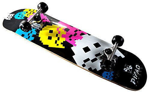 PiNAO Sports - Skateboard Nalu mit Arcade-Design für Kinder, Jugendliche & Erwachsene, Einsteiger-Skateboard (11023) [7-schichtiges Ahornholz, Aluminium-Trucks mit Riser-Pad, High Rebound Rollen,