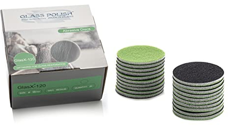 GLASS POLISH 14203 GlasX120 Disques abrasifs professionnels pour verre et plastique | Grain P180 | Ø 50 mm | Paquet de 20