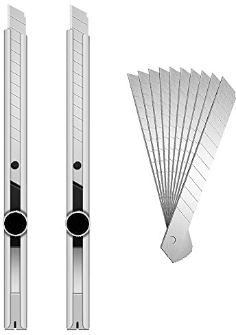 Gebildet 2 cúteres LC-302 con cerradura con cuchillas de 10 x 9 mm, 60 °, cortador de gráficos, cuchillo de papel de aluminio, cuchillo para envolver coches, cortador de 60 grados
