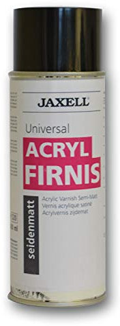 Honsell 47502 - Jaxell Universal Acrylfirnis seidenmatt, Sprühdose mit 400 ml Inhalt, alterungsbeständiger Schutzüberzug für Acryl-, Öl- und Temperafarben, schnell trocknend, farblos