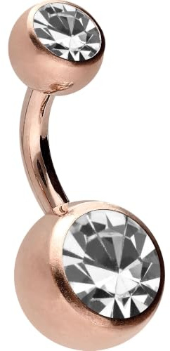 PIERCINGLINE Bauchnabelpiercing aus Chirurgenstahl mit 2 Kristallen - Bananabell Piercing in stylischen Farben und 4 Größen