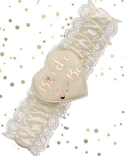 Alandra Party GARTER-RG strumpband i hjärtform, krämfärg/rött guld