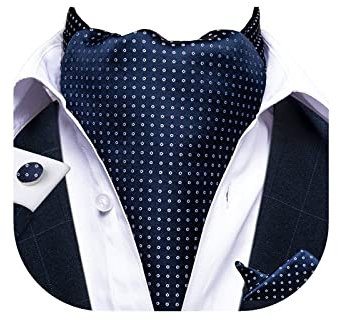 DiBanGu Krawatten für Herren, kariert, Paisleymuster, Schal, Krawatte mit Einstecktuch, Manschettenknöpfe, Hochzeit, Party - Blau - Einheitsgröße