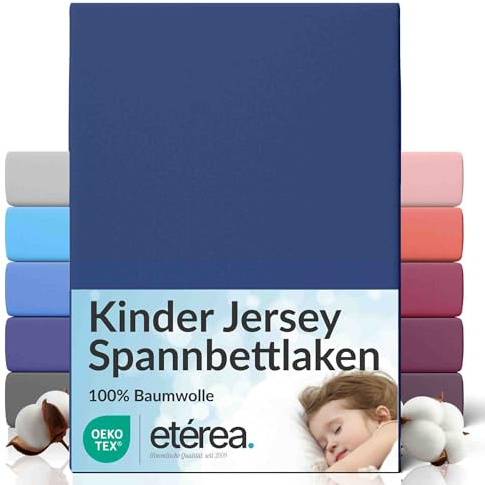 etérea Jersey Spannbettlaken 80x160-80x180 cm Marine bis 25cm Höhe | 100% Baumwolle Jersey Spannbetttuch · Rundumgummizug bis 25 cm Steghöhe · bügelfrei & pflegeleicht · OEKO-TEX Made in Green