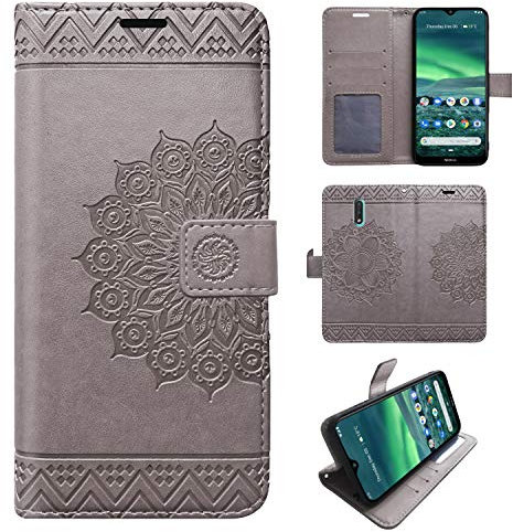 betterfon Hülle Kompatibel mit Nokia 2.3 | Klapphülle Schutzhülle mit Kartenfächer Kompatibel für 2.3 | Magnetverschluss Klapphülle | Grau