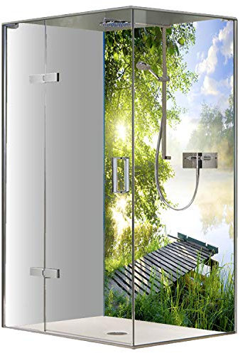 Original FLYERANDPRINT - SHOWER-PLATE, Alu-Dipond, OHNE FUGEN, Fliesenersatz, Duschrückwand, Wunschmaß, Dusche, Bad, Wandverkleidung, Wandverkleidung, DS-17-24 (Einzelplatte, 80 x 200 cm)