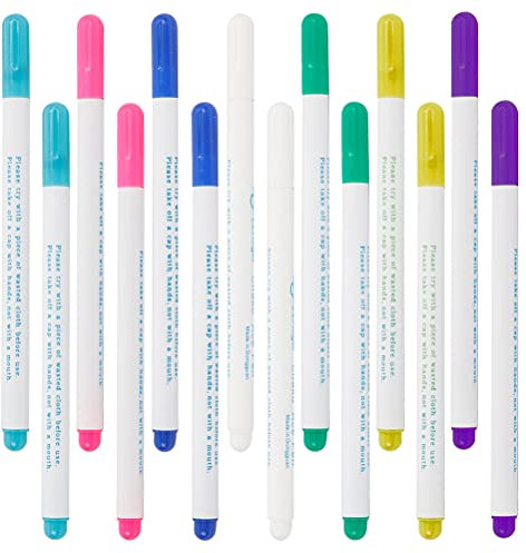 FOROREH 14Stück Markierstifte Wasserlöslicher Stift für Stoff, 7Farbe Trickmarker Verschwinden wasserlösliche Stoff löschbaren Stift Lederhandwerk Schneiderstift zum Quilten Schneiderei Nähen