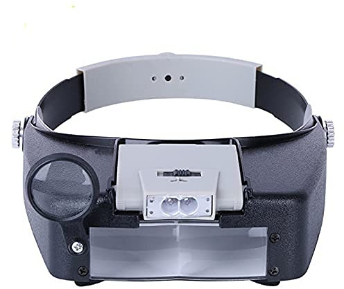 Kopflupe Juweliere mit LED-Licht, beleuchtete Helmlupe 1,5 x 3 x 8,5 x 10 x Werkzeuge für Uhrenreparatur, Präzisionsarbeiten Lesen (Schwarz)