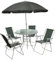 Marco Paul - 6 Piece Garden Patio Furniture Sets With Glass Topped Table And 4 Folding Chairs With A 160cm Parasol Umbrella - Patio Set Balcony Furniture With Patio Table