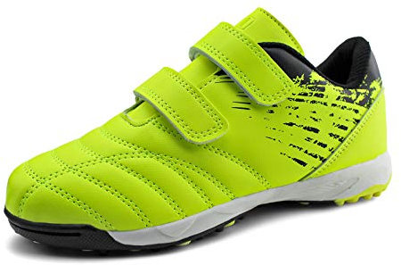 JABASIC Barn fotbollsskor utomhus inomhus fotbollsträning Turf Cleat sneakers, lime, 33 EU