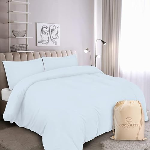 Juego de funda de edredón tamaño Super King, juego de funda de edredón de 3 piezas de 1000 hilos, juego de ropa de cama azul claro, 2 fundas de almohada), ropa de cama de lujo de algodón egipcio