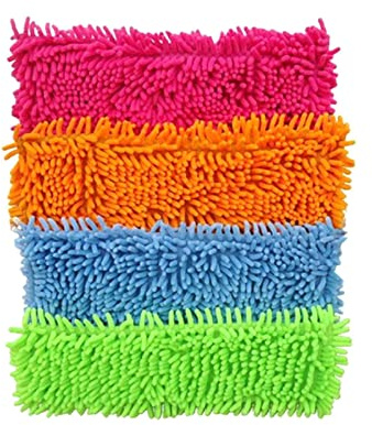 Lot de 4 serpillères de nettoyage en microfibre, têtes de rechange double face pour balai à poussière plate, pour école, restaurant, cuisine