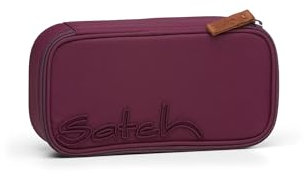 Satch Schlamperbox extra groß inkl. Trennfach Reißverschlussfach Stiftehalter Geodreieck Sichtfenster für Stundenplan Nordic Berry - Beere