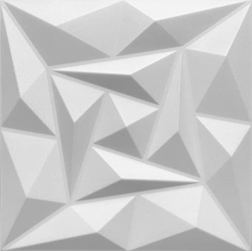 Eurodeco 3D Wandpaneele - 3D Wandverkleidung Paneele - Dekoren Deckenpaneele - Wanddeko Platten - Wandtattoos aus Polystyrol XPS Styropor - 50 x 50 cm, 3 mm Stärke, Weiß Quarz, 16 Stück (4m²)