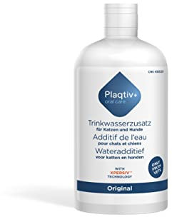 Plaqtiv+ Drinking Water Additive | 500 ml Bottle | Care Product for Dogs and Cats | To Support Dental Care and Mouth Hygiene | Can Inhibit the Formation of Tartar