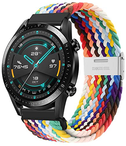 Kompatibel Mit Huawei Watch GT Armband, 22mm Elastisches Nylon Stoff Band für Huawei Watch GT6/GT5/GT5 Pro/GT4/GT3/GT3 Pro/GT2/GT2 Pro/GT 46mm/Garmin Venu 3/Venu 2/Xiaomi Redmi Watch 5 Active/5 Lite