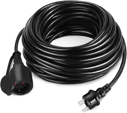 HENGMEI Schutzkontakt Verlängerungskabel 20M, Verteilersteckdose Stromkabel mit Flachstecker Verlängerungsleitung für Innen, Außenbereich