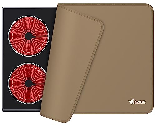 FLASLD Stove Top Covers, Heat Resistant Electric Stove Cover Protector Silicone Large Waterproof Flat Oven Mat for Induction Cooker, Glass Top Protector for Preventing Scratches, Brown-21×29.5 inch