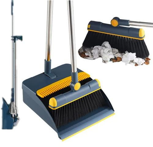 Yajimsa Balai Debout et Pelle à Poussière, Pelle à Poussière et Brosse à Long Manche, Pelle à Balai avec Dents, pour Le Nettoyage de la Maison, de la Cuisine, du Bureau