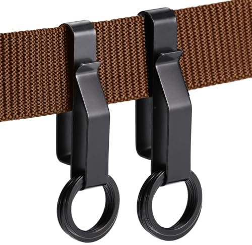 Huiguli 2 Piezas Llavero y Cinturón Heavy Duty con 6 Anillos de Claves, Clip de Acero Inoxidable para Hombres de 3,8-5,7 cm de Ancho para La Policía, Bombero