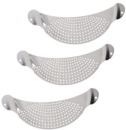 Scolapasta da Pentola in Acciaio Inox 3 Pezzi Argento | Compatibile la Maggior Parte di Pentole e Padelle, Pulizia Rapida, Formato Pratico per Cucina
