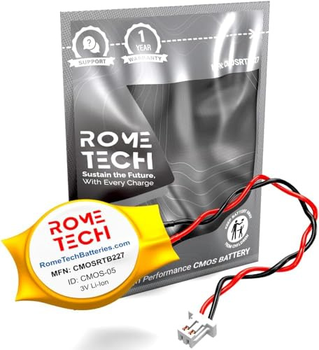 Rome Tech CR2032 CMOS BIOS Battery for HP Envy M7-N, 17-N, 17T-R Series - Laptop Backup 3V RTC CR 2032 Battery with 2 Wire Cable