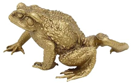 LFWATAXY Brass Frog Miniature Figurine, Frog Amulet Mini Gold Toad Figurine Animals Brass Decor Ornaments Fortune Statuefor Micro Landscape Living Room Bedroom Shelf Decor