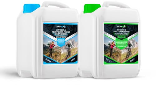 SkinStar Detergente para ropa exterior y funcional + impregnación Wash-In, pack doble de 2,5 l cada uno