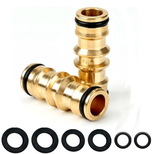 CKCSHI 2pcs Brass Double Male Hose Connectors, Double Male Hose End Connector Garden Hose Pipe Connectors Hose Male to Male Connector Extender for Hose Pipe Tube & Garden Irrigation