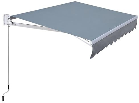 LJFDXD Manuell Gelenkarmmarkise für Gartenterrasse, Zusammenklappbare Teleskop-Markise für den Außenbereich, Pavillon-Überdachung mit Kurbel, für Innenhof, Balkon, Restaurant (Color : Grau, Size : 6
