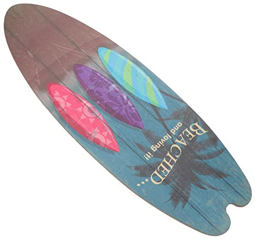 PRETYZOOM Surfbrett Wandschild mit Tropischem Muster Kreative Form als Sommerdeko für Hawaii Partys und Strandzimmer Dekoration
