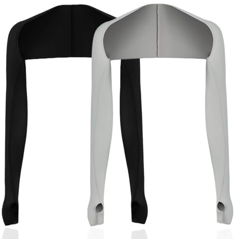 2 Piezas Protección UV Bolero Mujer, Bufanda de Protección Solar Seda de Hielo Bufanda de Enfriamiento Puños de Brazo con Agujeros para los Dedos Guantes sin Dedos Mangas