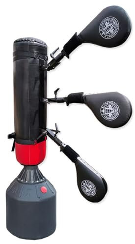 EXCLURA Wing Chun Holzpuppe 3 Kampfsport-Zielscheiben für Weiche Gegenstände/Brüstungen, Freistehendes Wing-Chun-Dummy-Schlagpolster, Wandhalterung für Trainer Zum Boxen/Karate
