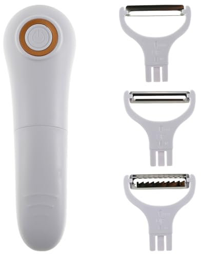 3-in-1 Battery Operated Electric Peeler with Stainless Steel Blades for Vegetables and Fruits (Apples, Potatoes, Carrots, Cucumbers)