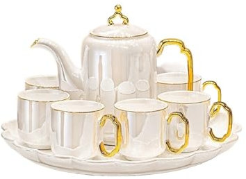 Shihan-2015 Pichet à Eau Service à thé en céramique 8 pièces, Ensemble de théière et Tasse à Eau, Combinaison de théière Domestique Carafe à Eau/Pichet en Verre