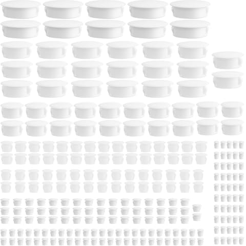 LHOEST 250PCS Plastic Plug Hole, Snap-In White Hole Plugs for Screw Caps Covers, Fastener Screw Hole Cover for Cabinet Furniture Locking 0.19/0.23/0.31/0.39/0.47/0.59/0.78/1.18