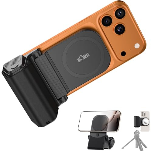 JJC Magnetische Handy-Handschlaufe mit Bluetooth-Fernbedienung, für iPhone 17/16/15/14/13/12 mehr & Android-Handys, Verstile Schreibtisch-Telefonständer, Schwarz