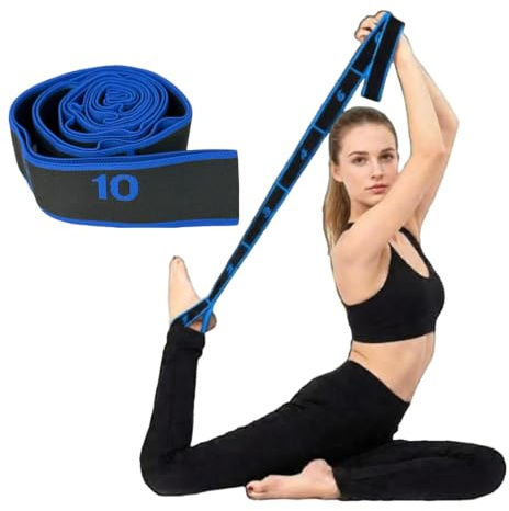 GIMIRO Bande de résistance en caoutchouc de fitness - Bande de résistance segmentée pour yoga, pilates, danse, bande de stretching, bande de réhabilitation (Bleu foncé - 10 boucles)