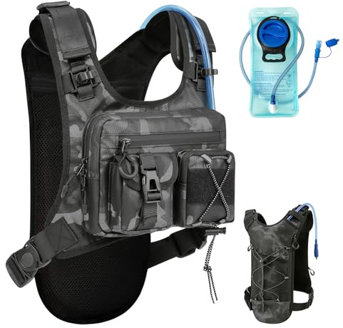FTCYCRU Running Bag Hydration Vest ,Cycling Hydration Backpack 5L for Women and Men，Lightweight Hydration Pack for Marathon Trail Race Jogging Hiking and Climbing. (Camo, One Size)