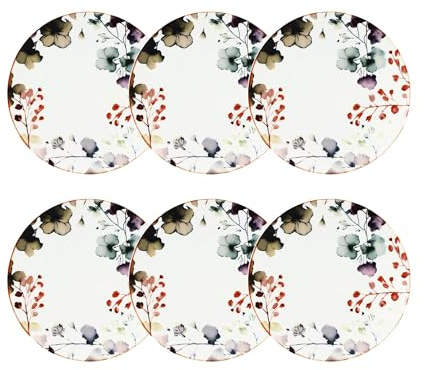 NOVASTYL - Lot 6 assiettes plates aquarelle 27cm en porcelaine - 2614740
