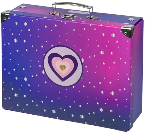 Baagl Kinderkoffer für Spielzeug und Schulbedarf, Pappkoffer, Spielzeugkoffer, Spielkoffer, Faltbarer Kinder Koffer, Faltkoffer, Klappkoffer mit Metalgriff (Pferd Herz)