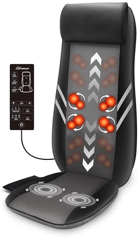 Snailax Back Massager with Heat,Shiatsu Massage Seat Cushion,8 Flexible Nodes for Full Back Massage Chair Pad,Chair Massager for Office,Gifts