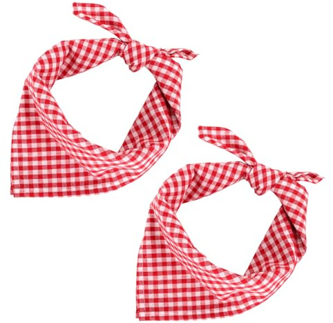 Zidoley 2 Stück Trachtentuch, Oktoberfest Accessoires für Damen Herren, Oktoberfest Outfit Trachten Halstuch Zubehör, 50 * 50cm, Chequered Trachtenhalstücher Bayern Dreieckstücher (Rot Weiß)