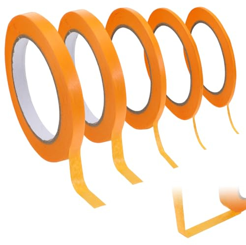 LXUEJIE 5 Rollen Masking Tape, 3/5/8/10/12mm x 50m Malerkrepp Selbstklebendes Feinlinienband Fineline Tape Klebeband Abklebeband Kreppband Papierklebeband für Autolack Malerarbeiten Dekorieren