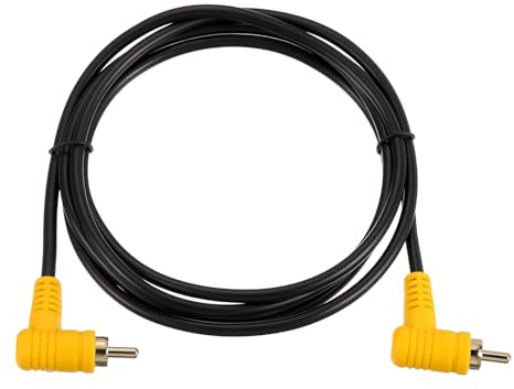 sourcing map Câble RCA, 1RCA mâle coudé vers 1RCA mâle coudé 1,5 m, câble de haut-parleur audio vidéo pour caisson de basses, amplificateur Home Cinéma, DVD, TV