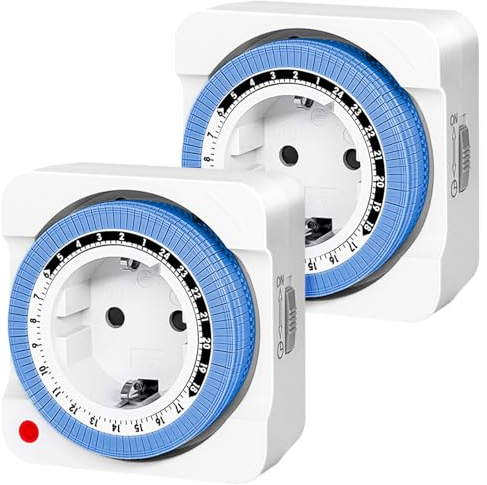 Mechanische Zeitschaltuhr Steckdose, Analoge Zeitschaltuhr für Innenbereich mit 96 Segmenten 15 min Schaltintervall, Täglicher EIN-/Aus-Zyklus, für Weihnachtsdeko,Lampen, Wachslicht（2PACK